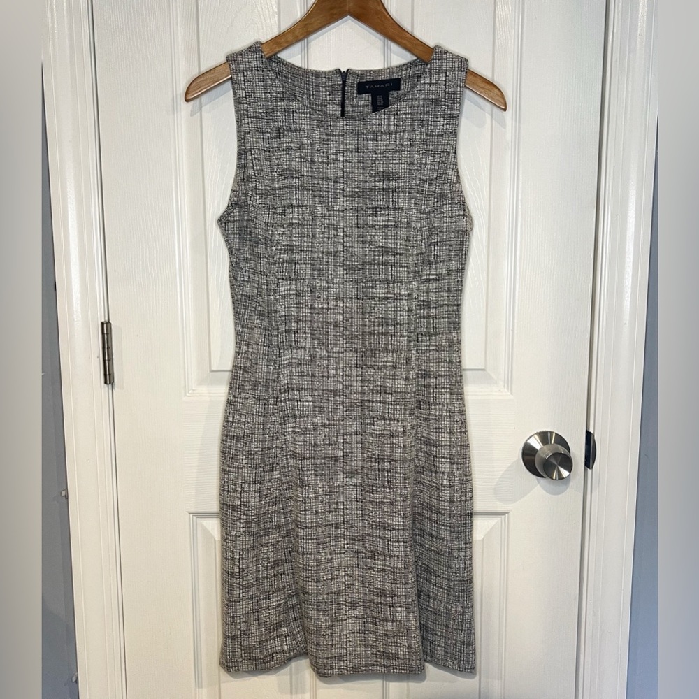 Tahari Gray & Black Pattern Work Dress Size 6